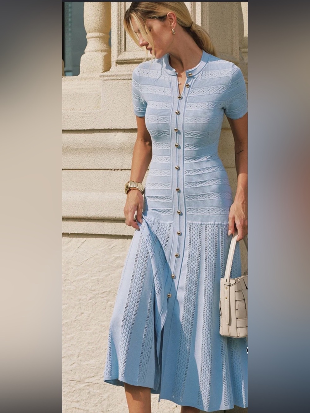 Commense Light Blue Button-Front Knit Maxi Dress - Picture 5 of 17